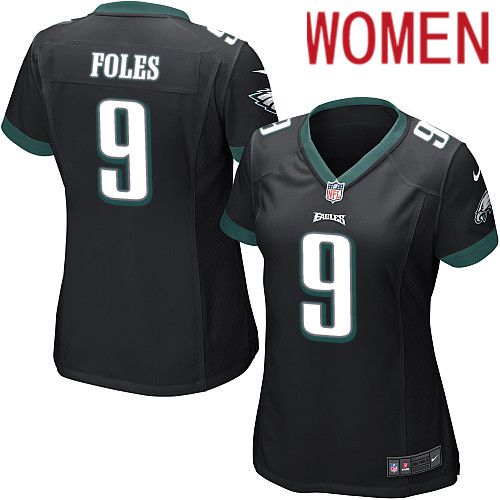 Women Philadelphia Eagles #9 Nick Foles Nike Black Game NFL Jersey->women nfl jersey->Women Jersey